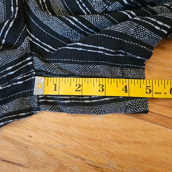 A.n.a Linen Shorts Womens M Black White Striped Minimalist Boho Casual Summer - Picture 7 of 10